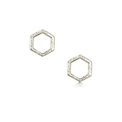 Honeycomb Petite Stud Earrings in 9ct White Gold by Sheila Fleet Jewellery