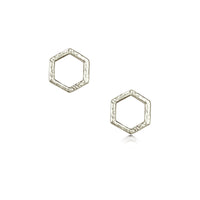 Honeycomb Petite Stud Earrings in 9ct White Gold by Sheila Fleet Jewellery