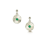 Lunar Emerald Petite Drop Earrings in 9ct White Gold by Sheila Fleet Jewellery