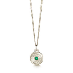 Lunar Emerald Petite Pendant in 9ct White Gold by Sheila Fleet Jewellery