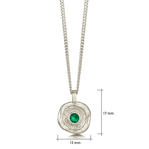 Lunar Emerald Small Pendant in 9ct White Gold by Sheila Fleet Jewellery