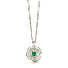 Lunar Emerald Small Pendant in 9ct White Gold by Sheila Fleet Jewellery