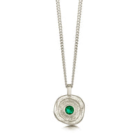 Lunar Emerald Small Pendant in 9ct White Gold by Sheila Fleet Jewellery