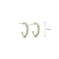 Matrix Huggie Hoop Earrings in 9ct White Gold by Sheila Fleet Jewellery