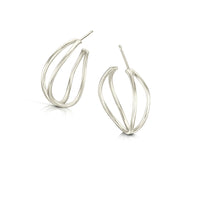 Wave Hoop Earrings in 9ct White Gold by Sheila Fleet Jewellery