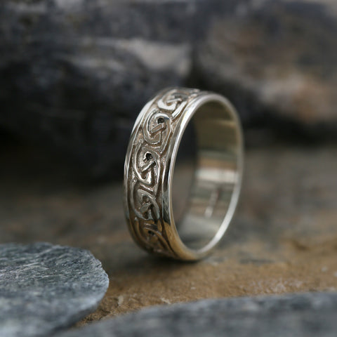 Celtic Knotwork Ring in 9ct White Gold by Sheila Fleet Jewellery