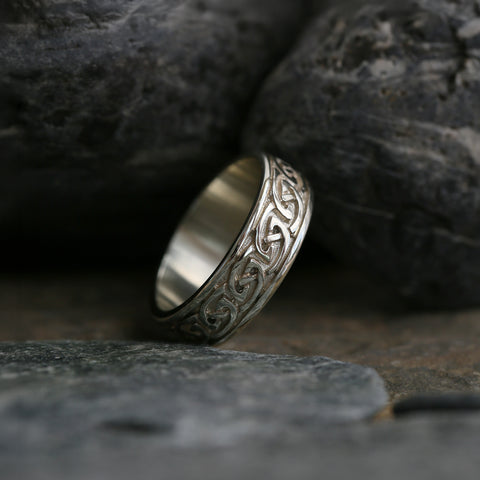Celtic Knotwork Ring in 9ct White Gold by Sheila Fleet Jewellery