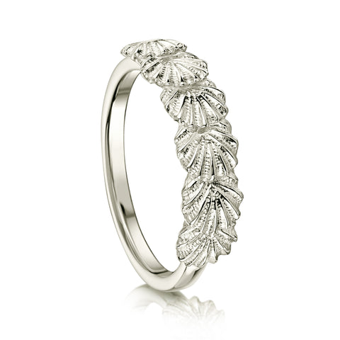 Scallop 6-shell Ring in 9ct White Gold by Sheila Fleet Jewellery