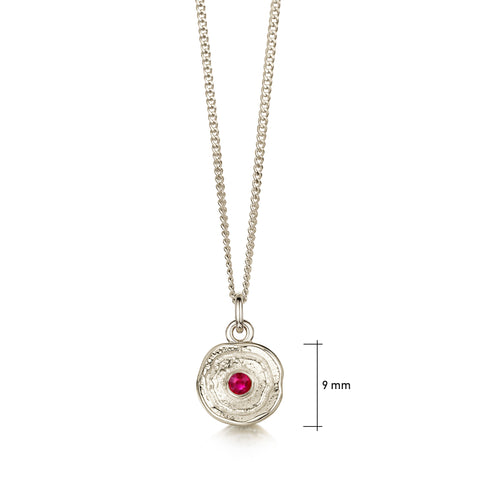 Lunar Ruby Petite Pendant in 9ct White Gold by Sheila Fleet Jewellery