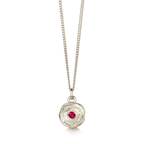 Lunar Ruby Petite Pendant in 9ct White Gold by Sheila Fleet Jewellery