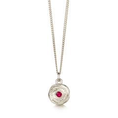 Lunar Ruby Petite Pendant in 9ct White Gold by Sheila Fleet Jewellery