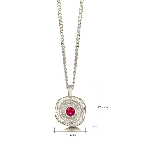 Lunar Ruby Small Pendant in 9ct White Gold by Sheila Fleet Jewellery