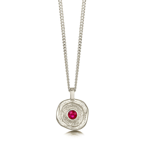 Lunar Ruby Small Pendant in 9ct White Gold by Sheila Fleet Jewellery