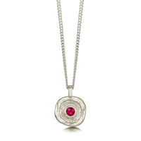 Lunar Ruby Small Pendant in 9ct White Gold by Sheila Fleet Jewellery