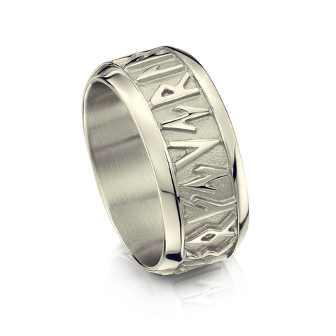 Runic Dress Ring in 9ct White Gold by Sheila Fleet Jewellery