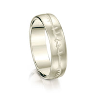 Ogham 6mm Oval Court Ring in 9ct White Gold by Sheila Fleet Jewellery
