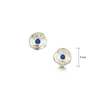 Lunar Sapphire Petite Stud Earrings in 9ct White Gold by Sheila Fleet Jewellery