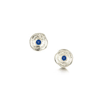 Lunar Sapphire Petite Stud Earrings in 9ct White Gold by Sheila Fleet Jewellery