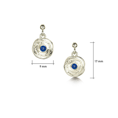 Lunar Sapphire Petite Drop Earrings in 9ct White Gold by Sheila Fleet Jewellery