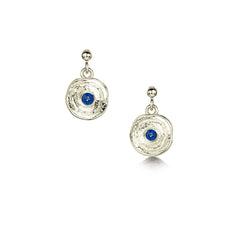 Lunar Sapphire Petite Drop Earrings in 9ct White Gold by Sheila Fleet Jewellery