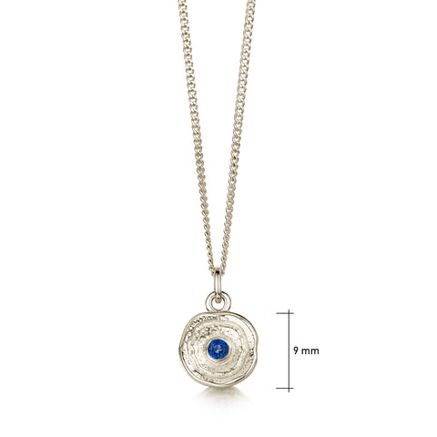 Lunar Sapphire Petite Pendant in 9ct White Gold by Sheila Fleet Jewellery