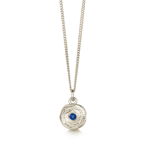 Lunar Sapphire Petite Pendant in 9ct White Gold by Sheila Fleet Jewellery