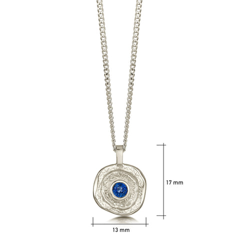 Lunar Sapphire Small Pendant in 9ct White Gold by Sheila Fleet Jewellery