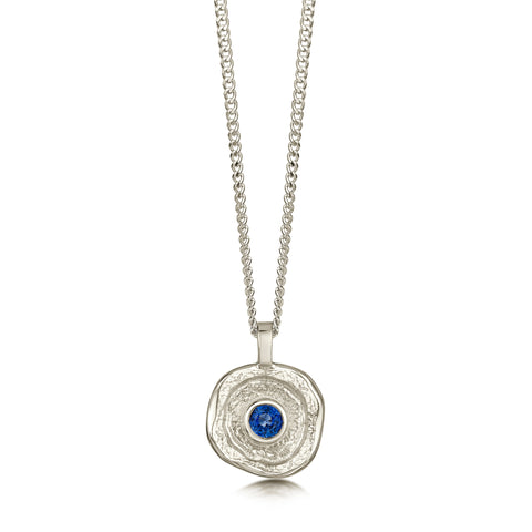 Lunar Sapphire Small Pendant in 9ct White Gold by Sheila Fleet Jewellery