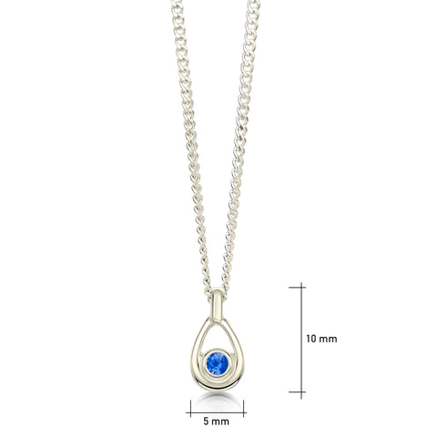 Arctic Stream Sapphire Petite Droplet Pendant in 9ct White Gold by Sheila Fleet Jewellery