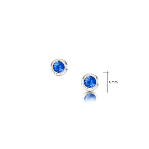 Small Sapphire Solitaire Stud Earrings in 9ct White Gold by Sheila Fleet Jewellery