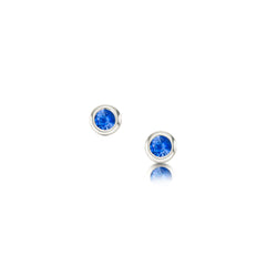 Small Sapphire Solitaire Stud Earrings in 9ct White Gold by Sheila Fleet Jewellery