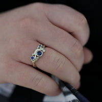 Cosmos Galaxy Sapphire & Diamond Ring in 9ct White Gold by Sheila Fleet Jewellery