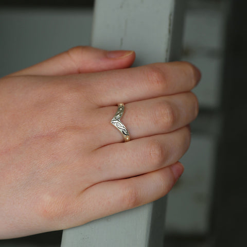 Wishbone Celtic Ring in 9ct White Gold by Sheila Fleet Jewellery