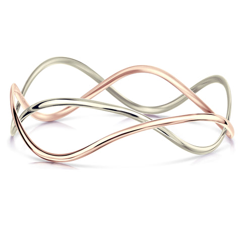 Tidal 2-part Bangle in 9ct White & Rose Gold by Sheila Fleet Jewellery