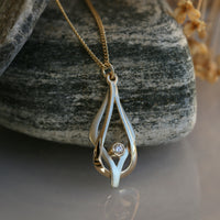 Reef Knot Diamond Pendant in 9ct White & Yellow Gold by Sheila Fleet Jewellery