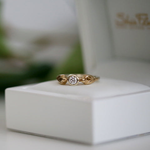 Dove Diamond Ring in 9ct White & Yellow Gold by Sheila Fleet Jewellery