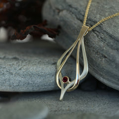 Reef Knot Ruby Dress Pendant in 18ct White & Yellow Gold by Sheila Fleet Jewellery