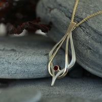 Reef Knot Ruby Dress Pendant in 18ct White & Yellow Gold by Sheila Fleet Jewellery