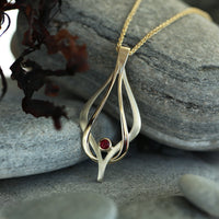 Reef Knot Ruby Dress Pendant in 18ct White & Yellow Gold by Sheila Fleet Jewellery