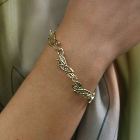 Seasons Gold Leaves Bracelet in 9ct White, Yellow & Rose Gold by Sheila Fleet Jewellery