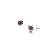 Small Amethyst Solitaire Stud Earrings in 9ct Yellow Gold by Sheila Fleet Jewellery