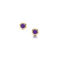 Small Amethyst Solitaire Stud Earrings in 9ct Yellow Gold by Sheila Fleet Jewellery