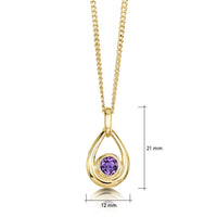 Amethyst Birthstone Droplet Pendant in 9ct Yellow Gold by Sheila Fleet Jewellery