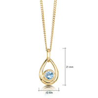 Aquamarine Birthstone Droplet Pendant in 9ct Yellow Gold by Sheila Fleet Jewellery