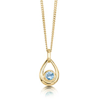 Aquamarine Birthstone Droplet Pendant in 9ct Yellow Gold by Sheila Fleet Jewellery