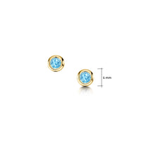 Small Blue Topaz Solitaire Stud Earrings in 9ct Yellow Gold by Sheila Fleet Jewellery