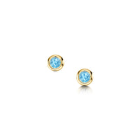Small Blue Topaz Solitaire Stud Earrings in 9ct Yellow Gold by Sheila Fleet Jewellery