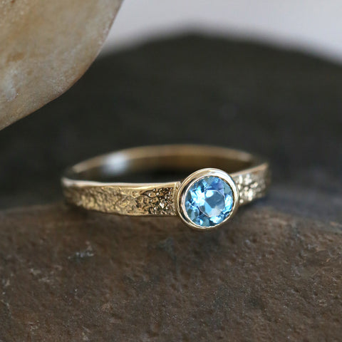 Matrix 4.75mm Blue Topaz Ring in 9ct Yellow Gold by Sheila Fleet Jewellery