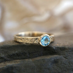 Matrix 4.75mm Blue Topaz Ring in 9ct Yellow Gold by Sheila Fleet Jewellery