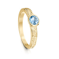 Matrix 5mm Blue Topaz Ring in 9ct Yellow Gold by Sheila Fleet Jewellery